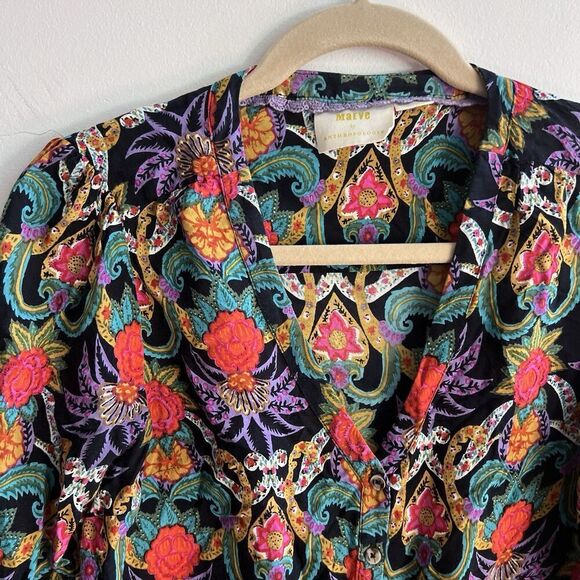Maeve Anthropologie Carter Floral Blouse Boho Paisley Women’s 4 Colorful Button - Picture 15 of 16